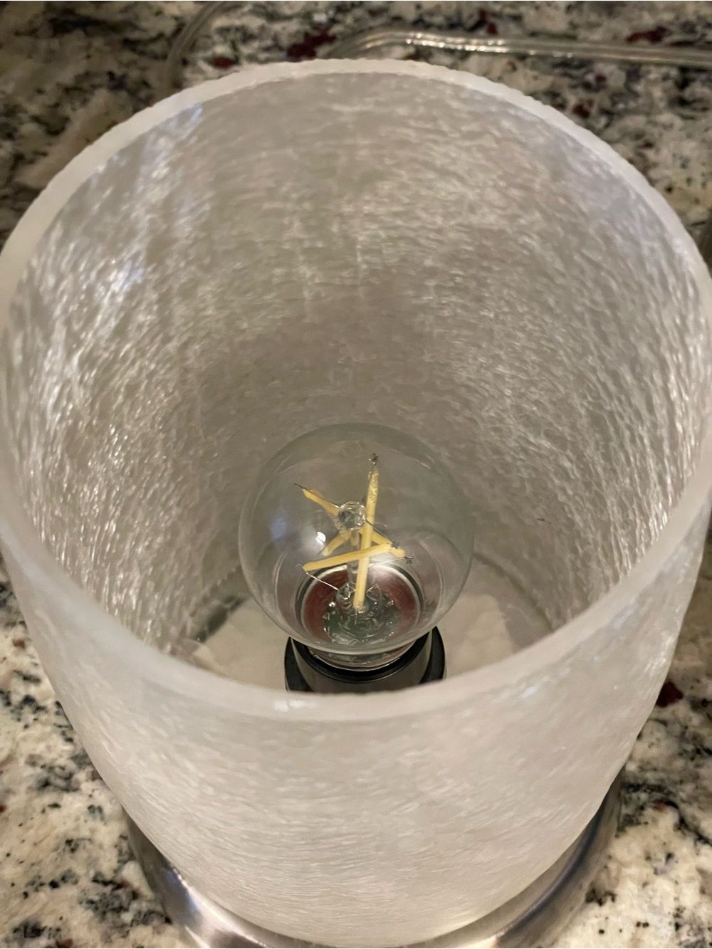 Modern Frosted Accent Table Lamp with Crackled Glass Shade & Brushed Nickel - Picture 14 of 16